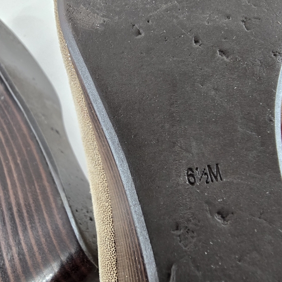 Anthropologie Taryn Rose Beige Lurex Round Toe Leather Wedge Shoes Size 6.5 M - Picture 10 of 10